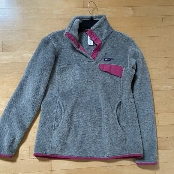 Patagonia Re-Tool Snap-T Gray Pink Pullover Fleece M - Picture 11 of 13